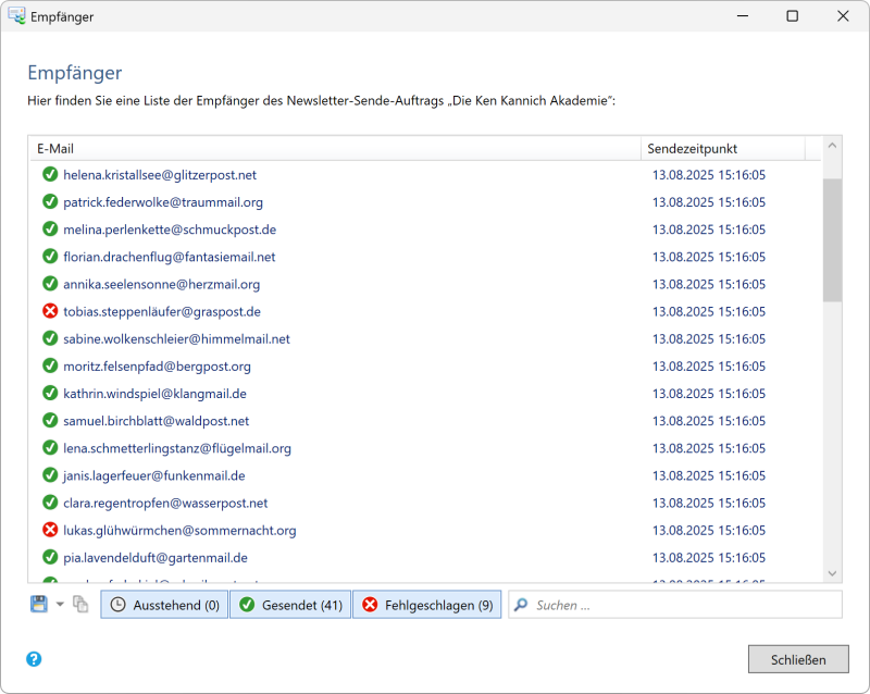 Bildschirmfoto Postausgang.