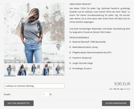 Bildschirmfoto Ausschnitt Produktseite.