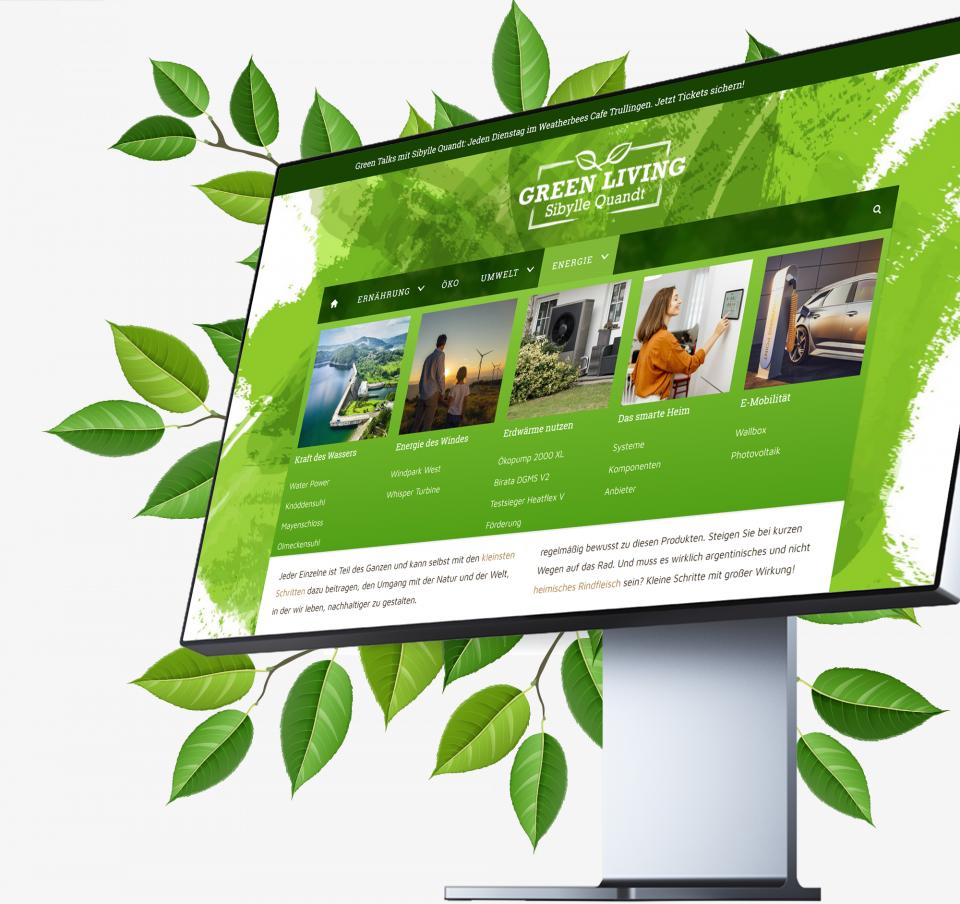 Monitor mit in SIQUANDO Web 12 erstellten Website.