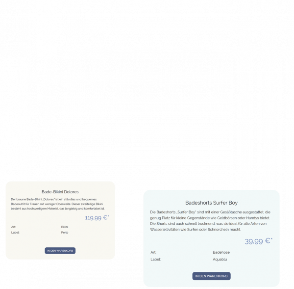 Collage Bildschirmfotos von eingerückten Kacheln als Shop-Aufmacher.