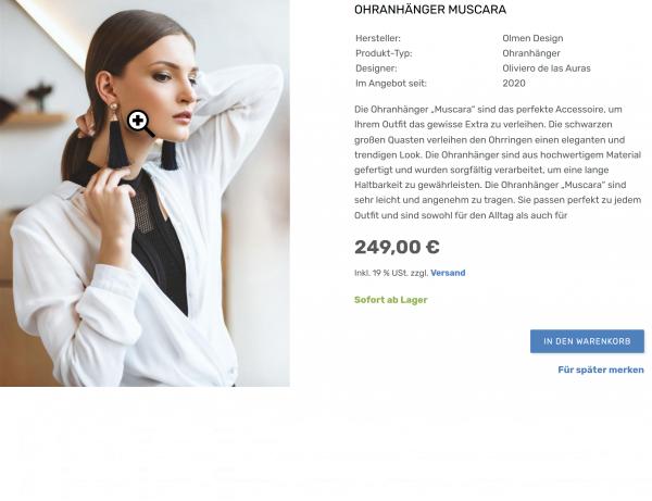 Collage Bildschirmausschnitte Zoomfunktion auf der Produktseite.