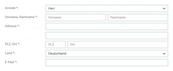 Bildschirmfoto Formular Adresse.