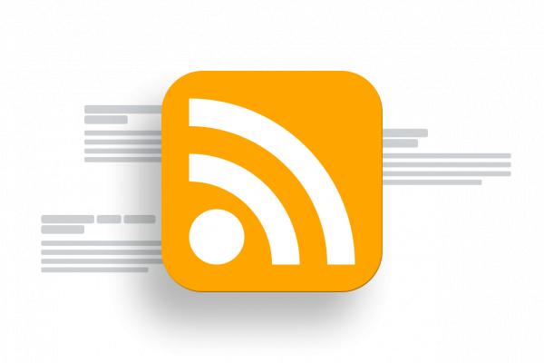 Illustration mit dem RSS-Logo für das Absatzmodul RSS-Reader.