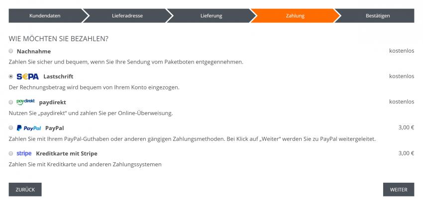 Bildschirmfoto Kaufabwicklung Zahlung.