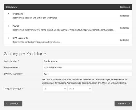 Bildschirmfoto Ausschnitt Zahlungsweisen.