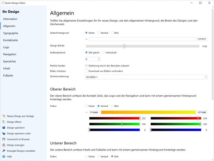 Bildschirmfotos Fenster Design-Editor.