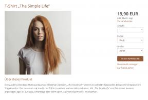 Bildschirmfoto Produktseite.