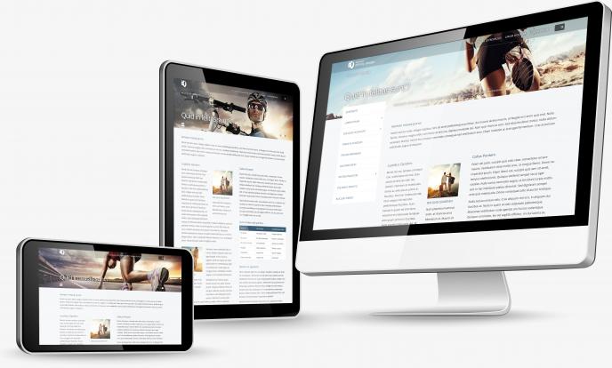 Collage aus Monitor, Tablet und Smartphone auf denen das Infinity Design Aurum abgebildet ist.