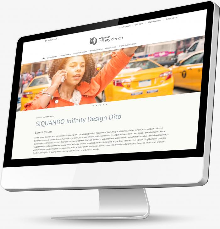 Monitor auf denen das Infinity Design Dito abgebildet ist.