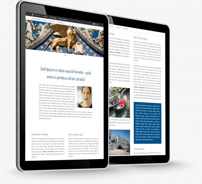 Collage aus zwei Tablets auf denen das Infinity Design Poly abgebildet ist.