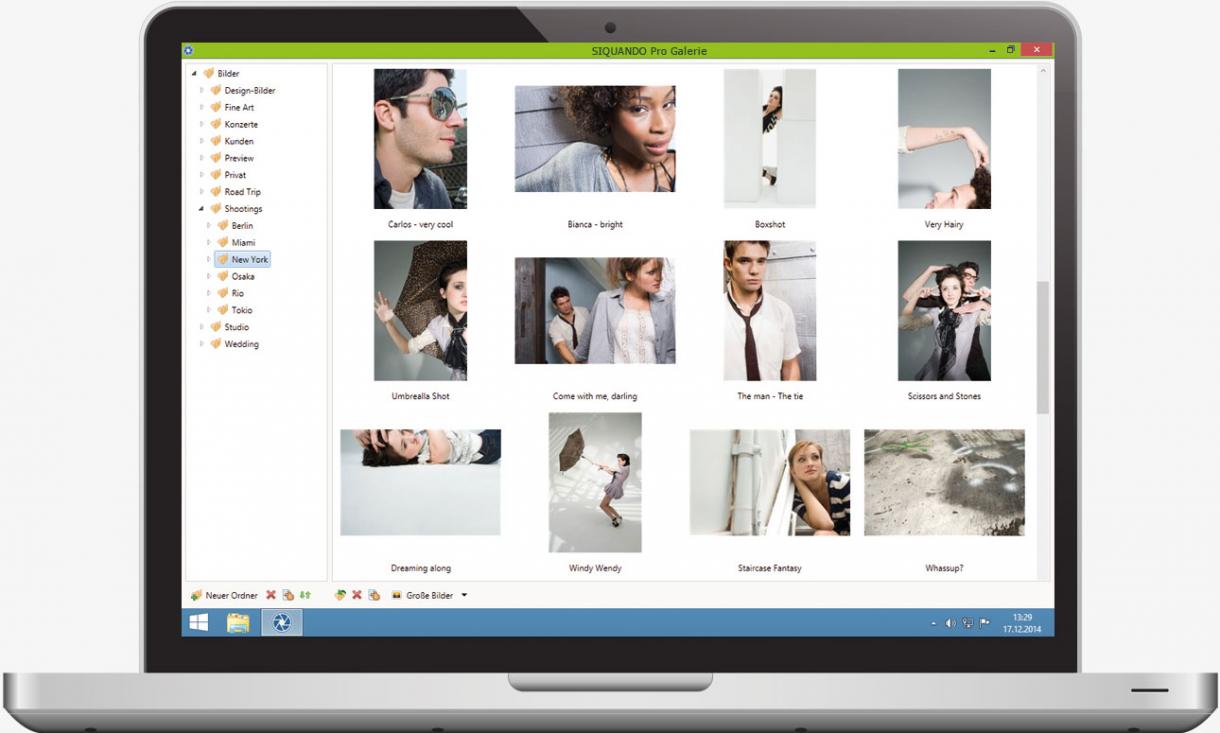 Notebook mit Screenshot der Pro Galerie.