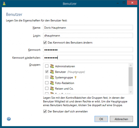 Bildschirmfoto Fenster Benutzer.