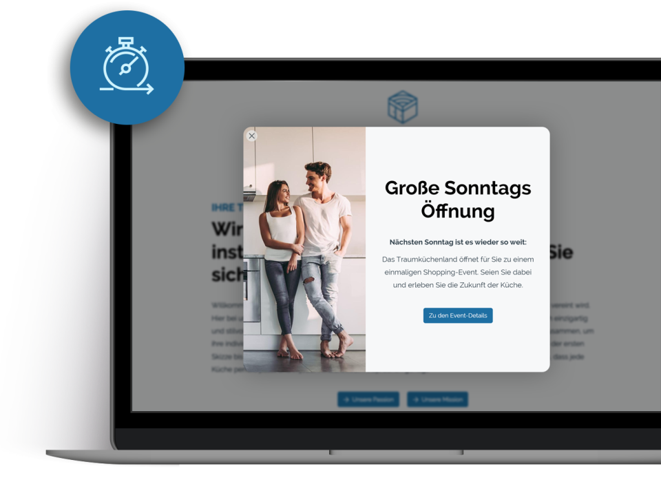 Monitor mit geöffnetem Popup.