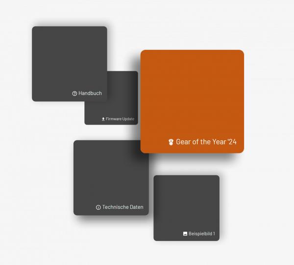 Collage von Bildschirmfoto-Ausschnitten des Absatzmoduls Kachel Links.