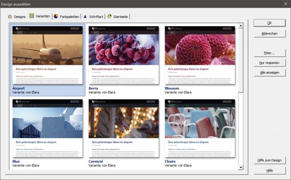 Bildschirmfoto Dialog Design-Auswahl.