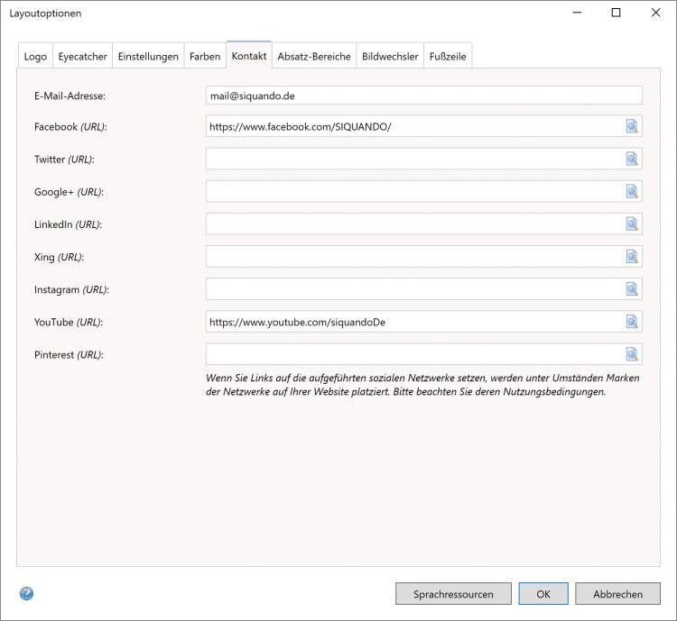 Bildschirmfoto Dialog Kontakt.