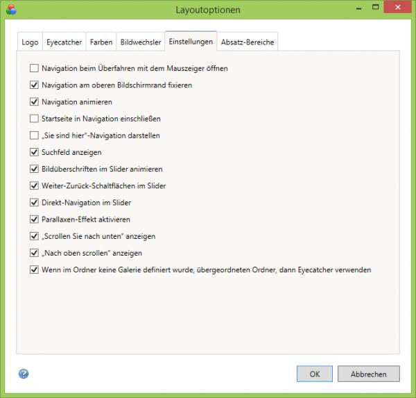 Bildschirmfoto Dialog Layoutoptionen.