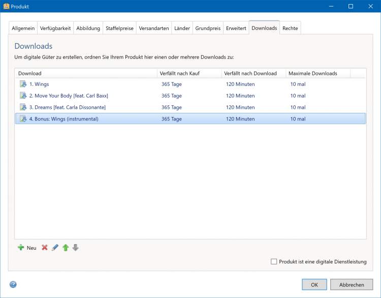 Bildschirmfoto Dialog Downloads zuordnen.