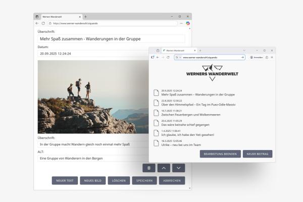 Vorschaubild Im Browser editierbarer Blog Pro 9.