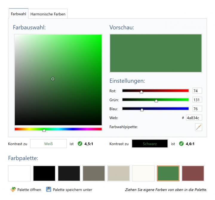Bildschirmfoto Dialog Farbauswahl.