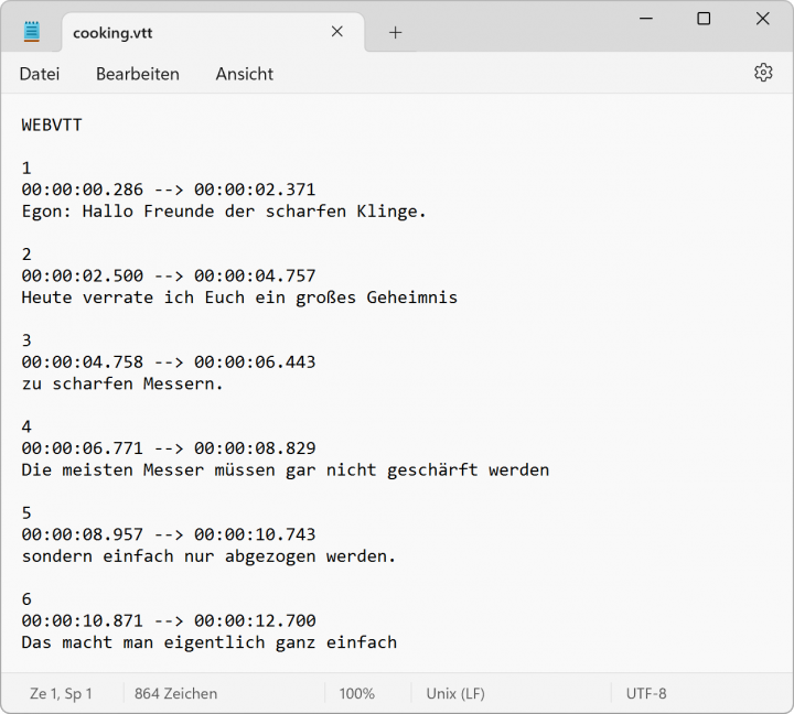 Bildschirmfoto Anzeige VTT.
