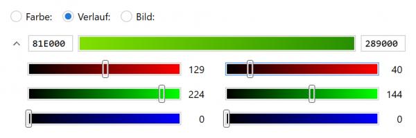 Bildschirmfoto Ausschnitt Farbeinstellungen.