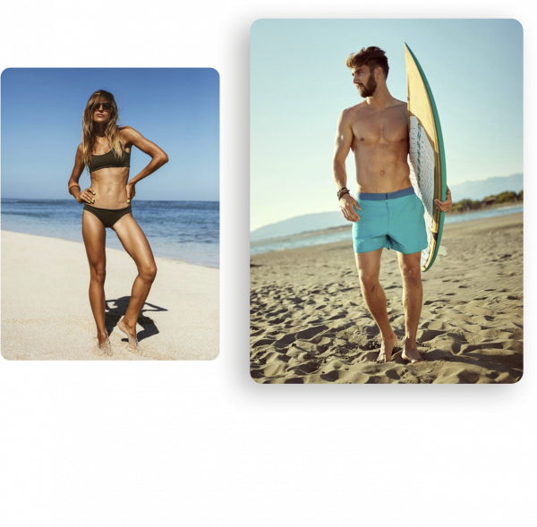 Collage Bildschirmfotos von eingerückten Kacheln als Shop-Aufmacher.