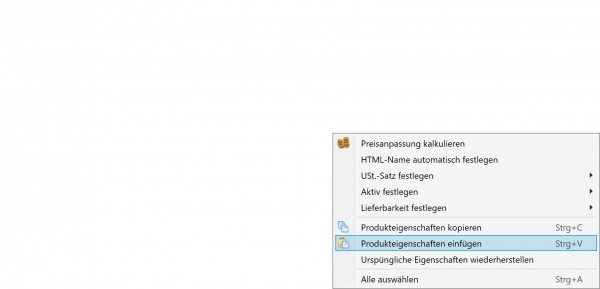Collage Bildschirmfotos Produktmerkmale übertragen und Kontext Menü.
