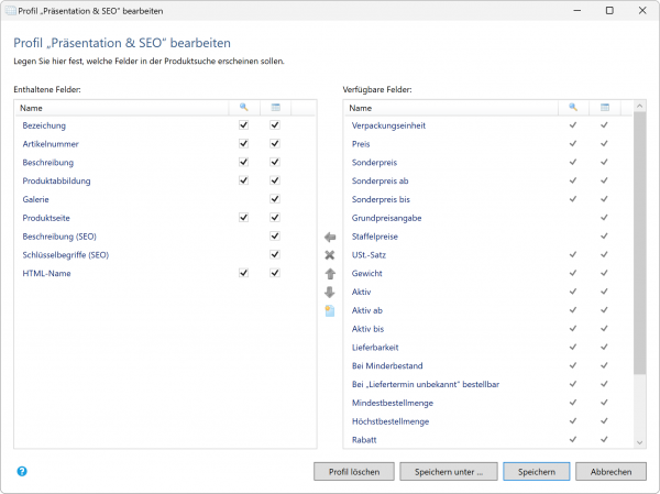 Collage Bildschirmfotos Suchprofile.