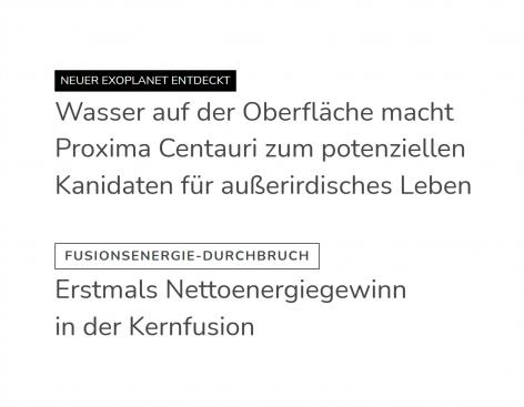 Bildschirmfoto Ausschnitt Sektionsüberschriften.