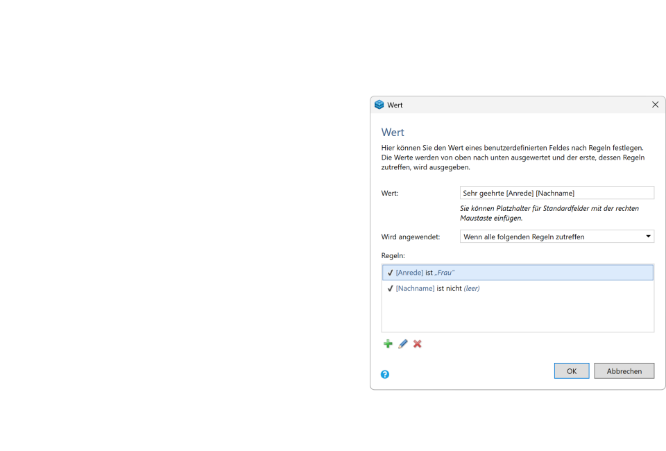 Collage aus Bildschirmfotos, die das personalisieren von Newslettern mit Kundendaten aus Pro Shop verdeutlichen.