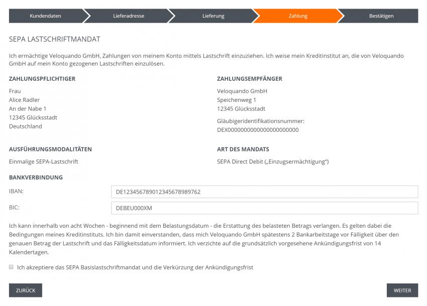 Bildschirmfoto Kaufabwicklung Lastschrift.