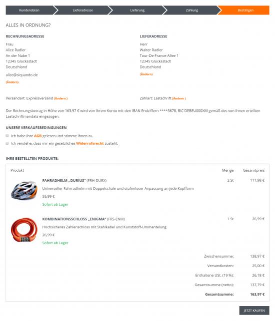 Bildschirmfoto Kaufabwicklung Bestätigung.