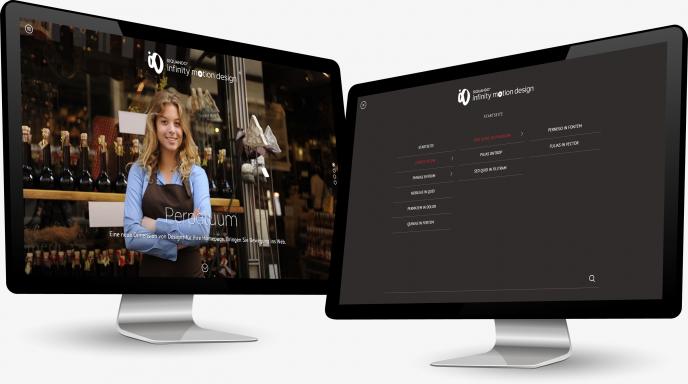 Collage aus zwei Monitoren auf denen das Infinity Design Aurum abgebildet ist.