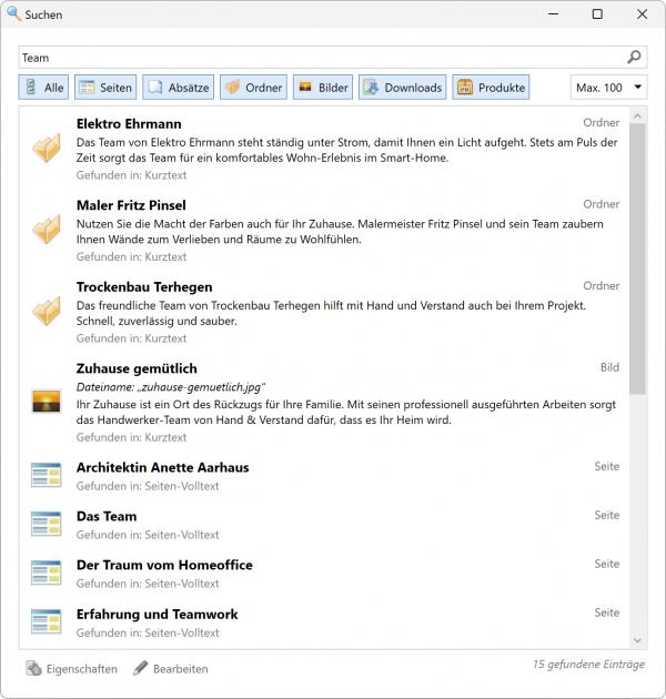 Bildschirmfoto Fenster Suche.