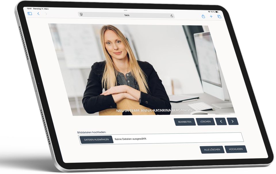 Tablet editierbarer Slider.