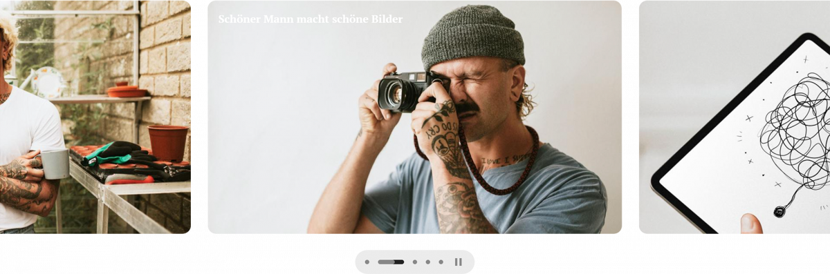 Collage von Bildschirmfoto-Ausschnitten des Absatzmoduls Kachel Bubble Slider.