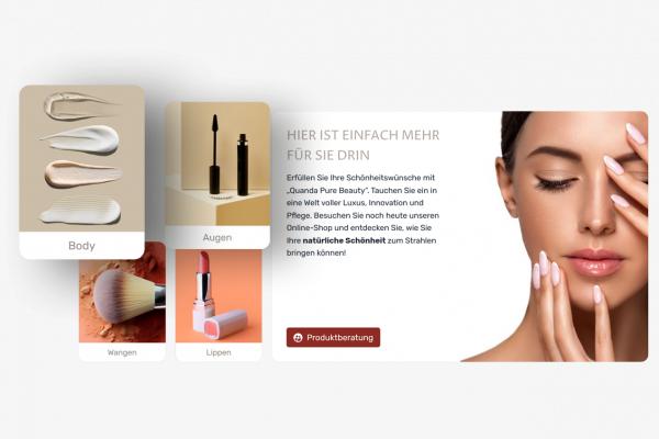 Collage von Bildschirmfoto-Ausschnitten des Absatzmoduls Kachel Kombination 1 plus 4.