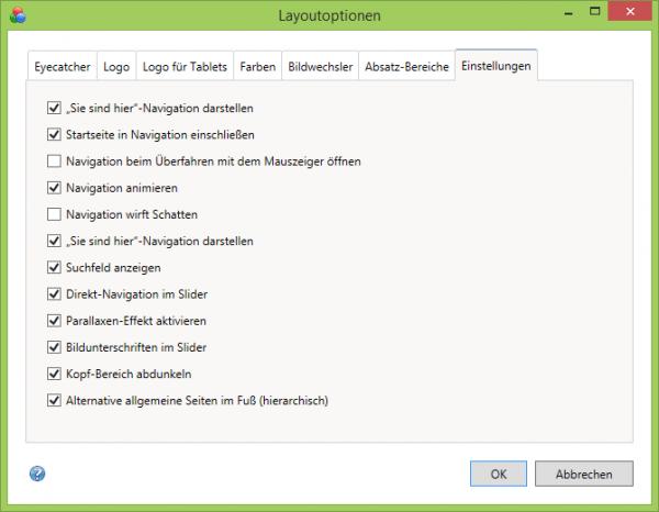 Bildschirmfoto Dialog Layoutoptionen.