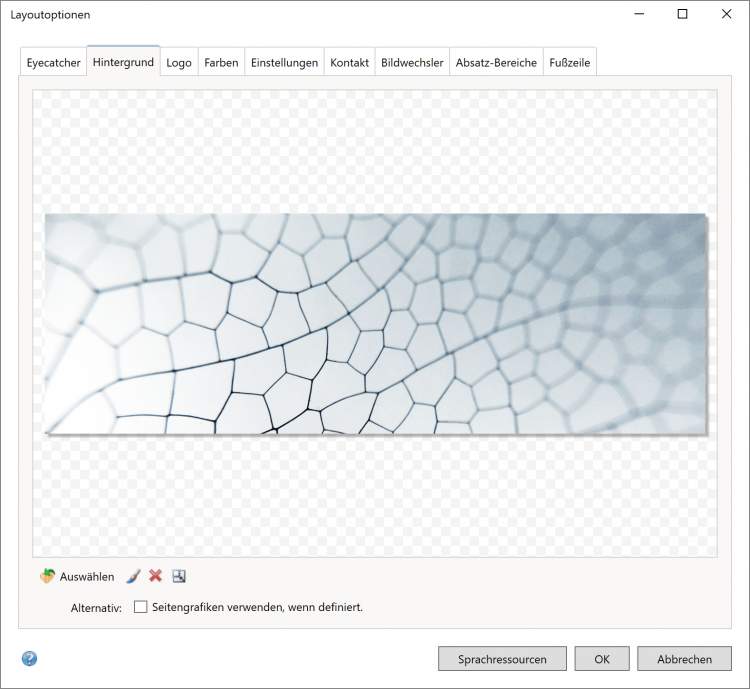 Bildschirmfoto Dialog Hintergrund.