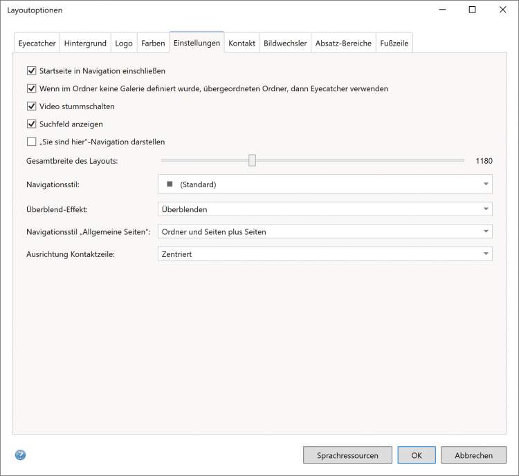 Bildschirmfoto Dialog Einstellungen.