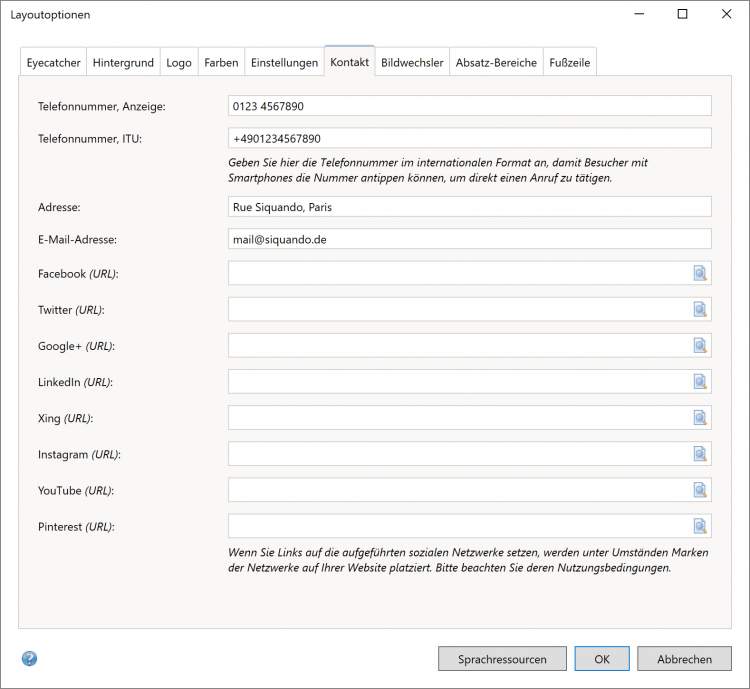 Bildschirmfoto Dialog Kontakt.