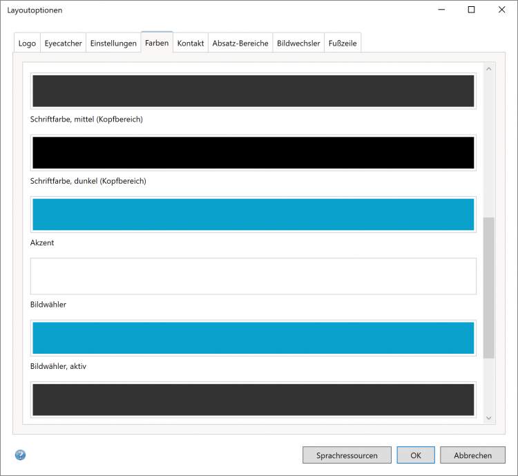 Bildschirmfoto Dialog Farben.