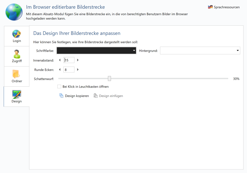 Bildschirmfoto Bilderstrecke Design.