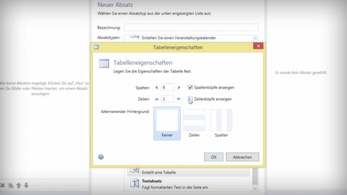 Start-Bild Tutorial-Video Tabellen
