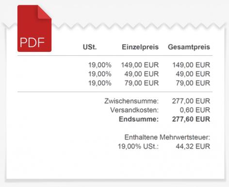 Bildschirmfoto Ausschnitt einer PDF-Rechnung.