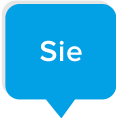 Sprechblase mit dem Wort -Sie-.