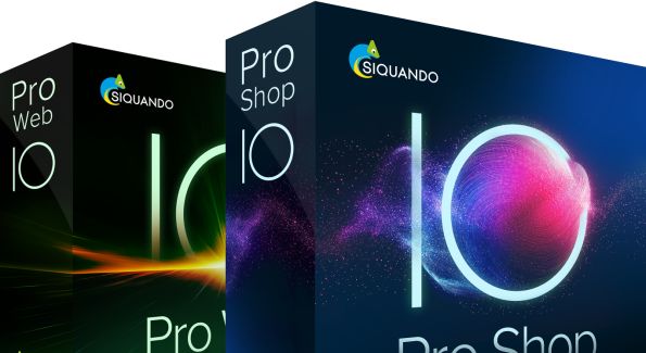 Schachteln SIQUANDO Pro Web 10 und SIQUANDO Pro Shop 10.