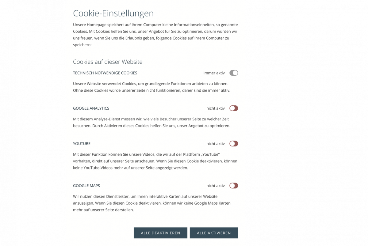 Bildschirmfoto Ausschnitt Cookie-Dialog.