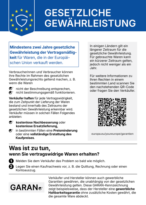 Abbildung EU Gewährleistungslabel